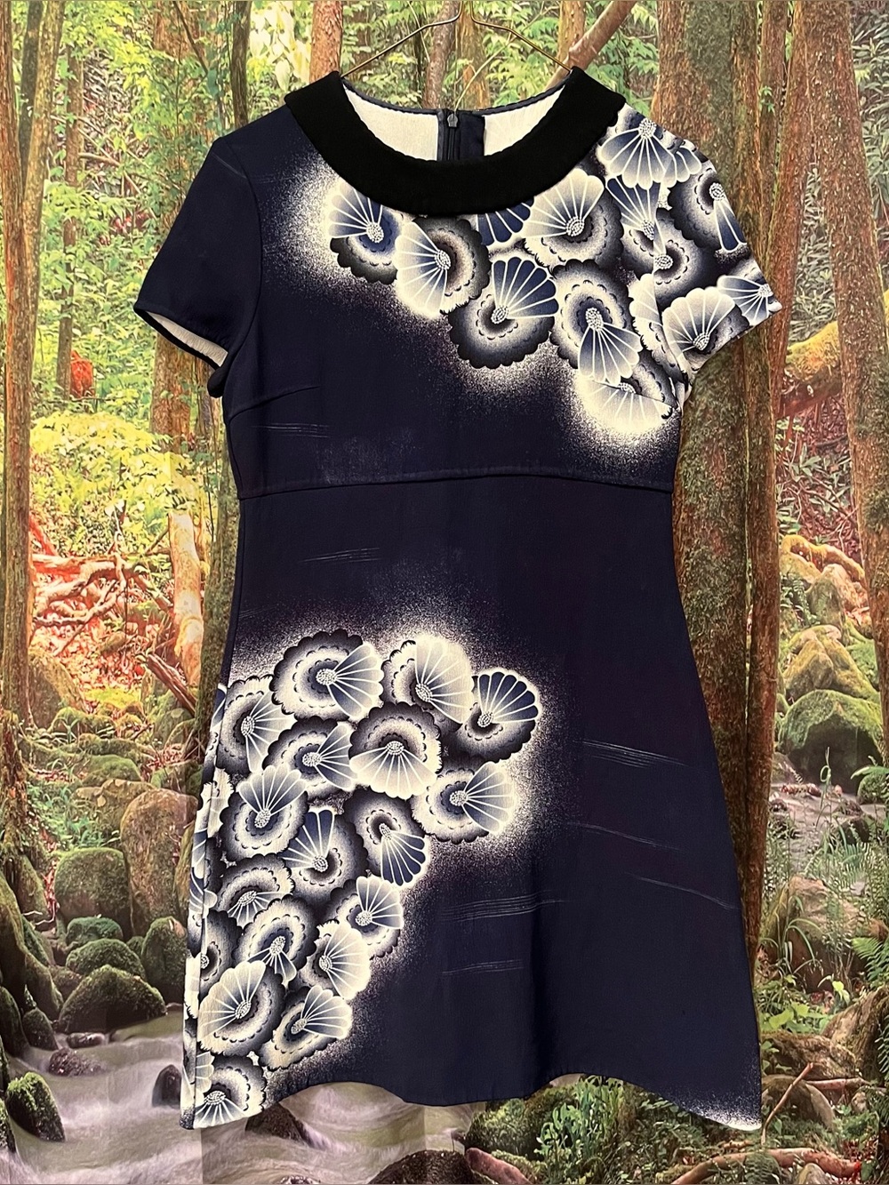Prada Floral Dress navy white flowers floral